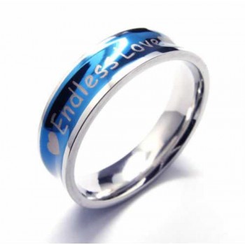 Endless Love Mens 6mm Concaved Blue Titanium Ring