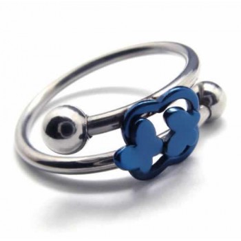 Butterfly Flying 8mm Blue Titanium Ring