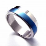 Mens 6mm Blue Titanium Ring