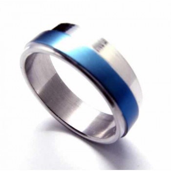 Mens 6mm Blue Titanium Ring