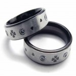 Four Leaf Clover Diamond set 6mm Titanium Inlaid Ring