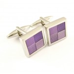 Titanium and Purple Square Funky Cufflinks