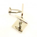 Titanium and Black IP Plated Leaf Square Cufflinks C-583