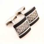 Titanium and Carbon Fibre Knitting Pattern Cufflinks C-680