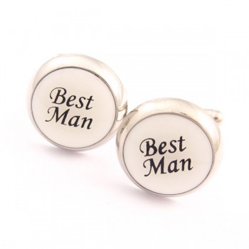 Best Man Titanium and Black IP Plated Round Cufflinks C-757