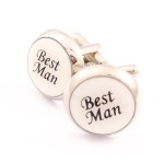 Best Man Titanium and Black IP Plated Round Cufflinks C-757