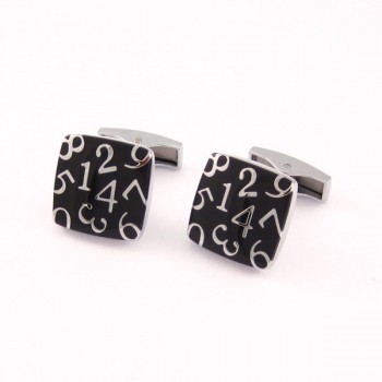 Titanium and Black IP Plated Number Square Cufflinks C-839