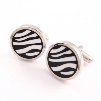 Titanium Zebras Round Cufflinks C-766