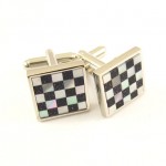 Titanium Black and White Pane Shell Cufflinks C-559