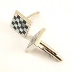 Titanium Black and White Pane Shell Cufflinks C-559