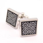 Classical Titanium Auspicious Flower Cufflinks C-762