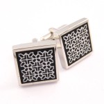 Classical Titanium Auspicious Flower Cufflinks C-762