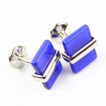 Titanium and Blue Agate Oblong Cufflinks C-512