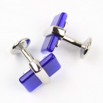 Titanium and Blue Agate Oblong Cufflinks C-512