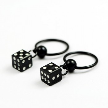 Black Titanium Dice Earrings