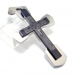 Fashion Mens Black Titanium Bible Cross Pendant - Free Chain