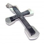 Fashion Mens Black Titanium Bible Cross Pendant - Free Chain