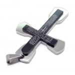 Fashion Mens Black Titanium Bible Cross Pendant - Free Chain