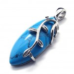 Fashion Blue Carnelian Titanium Pendant - Free Chian