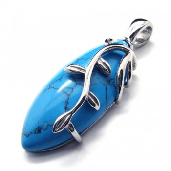 Fashion Blue Carnelian Titanium Pendant - Free Chain 16923