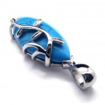 Fashion Blue Carnelian Titanium Pendant - Free Chian