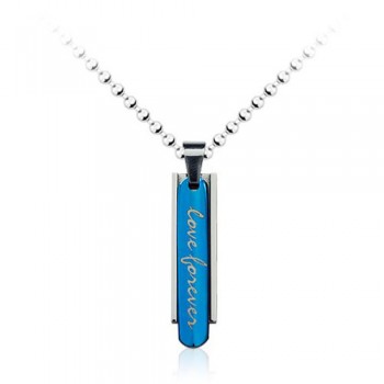 Fashion Mens Blue Titanium Pendant - Free Chain - Free Chain