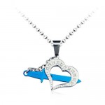 Stylish Mens Blue Titanium  Love Pendant - Free Chain