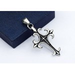 Stylish Mens Black Titanium Cross Pendant - Free Chain