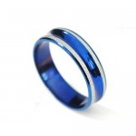 Simple Mens Blue Annular Titanium Pendant - Free Chain