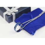 Simple Mens Blue Annular Titanium Pendant - Free Chain