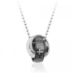 Nice Mens Black Annular Titanium Pendant - Free Chain