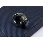 Nice Mens Black Annular Titanium Pendant - Free Chain