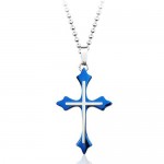 Popular Mens Blue Titanium Pendant - Free Chain