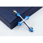 Popular Mens Blue Titanium Pendant - Free Chain