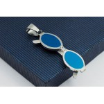 Fashion Mens Sunglasses Shape Titanium Pendant - Free Chain