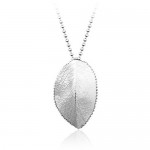 Simple Mens Leaf-shaped Titanium Pendant - Free Chain