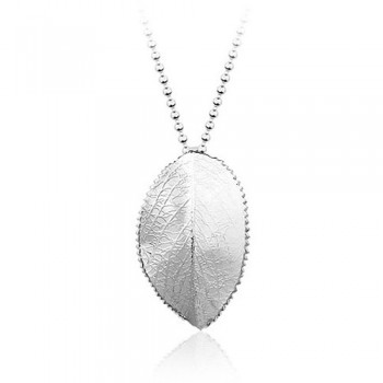 Simple Mens Leaf-shaped Titanium Pendant - Free Chain