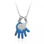 Beautiful Mens Palm-shaped Titanium Pendant - Free Chain