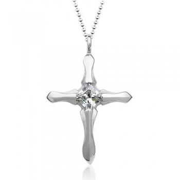 Stylish Mens Titanium Cross Pendant - Free Chain