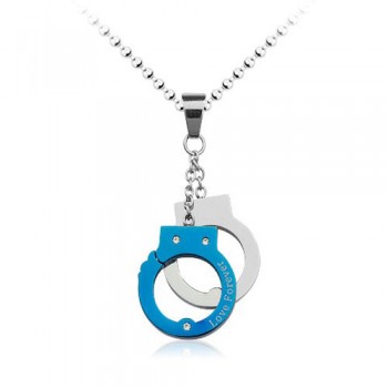 Exquisite Mens Handcuffs-shaped Titanium Pendant - Free Chain
