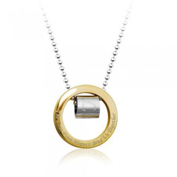 Noble Mens Gold Ring Titanium Pendant - Free Chain