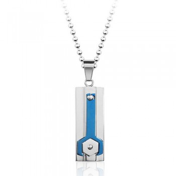 Calm Blue Titanium Pendant Mechanical - Free Chain