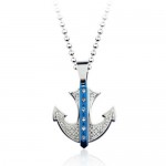 Popular Blue Anchor-shaped Titanium Pendant - Free Chain