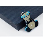 Cute Mens Blue Panda Titanium Pendant - Free Chain