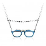 Popular Mens Glasses Shaped Titanium Pendant - Free Chain