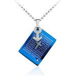 Strong Masculine Blue Titanium Pendant - Free Chain