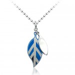 Fashion Blue Leaf Titanium Pendant - Free Chain