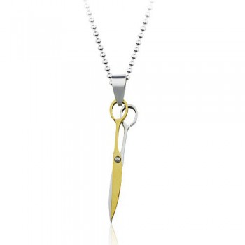 Gloden Scissor Fashion Titanium Pendant - Free Chain