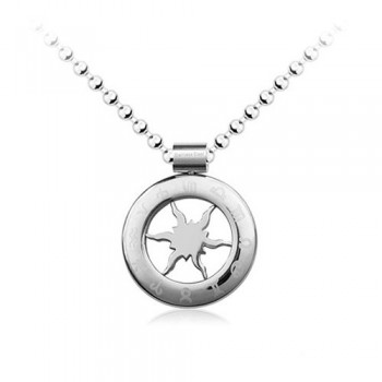 Horoscope Circle Titanium Pendant - Free Chain