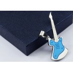 Fashion Blue Guitar Titanium Pendant - Free Chain